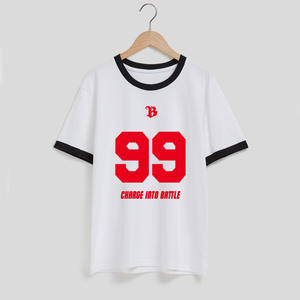 Estilo americano Retro Costura Contraste Color Impresión Camiseta de manga corta Unisex Verano Casual Deportes Top Suelto Personalizado - Product Image 5