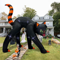 Ourwarm Décoration gonflable personnalisée pour Halloween, grand chat noir gonflable, ornement gonflable pour jardin extérieur pour fête d'Halloween