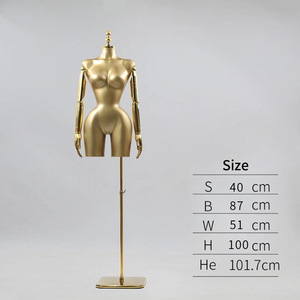 Manơcan nữ dáng cong BBL, kích thước nhỏ, hông ngực lớn, nửa thân, giá đỡ vàng, trưng bày cửa sổ - Product Image 6