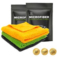Toalla Profesional de Microfibra de Doble Pelo de 500GSM de Secado Rápido y Ecológica para Detallado Automotriz, de Pelo Alto y Bajo, Antiarañazos, para Eliminación de Cera