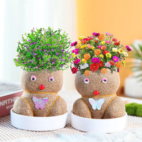 Plante en pot DIY Fleur Artificielle Mignonne pour Maternelle, Petite Plante d'Intérieur en Pot, Tête de Fleur Artificielle