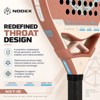 Raquette de padel NODEX NXT-IG, forme ronde, carbone argenté 18K, texture 3D, design de gorge triangulaire, 360g