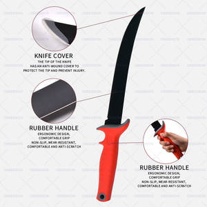 سكين صيد ثابت النصل من الفولاذ المقاوم للصدأ 3CR13 طراز WPK-1833 مع مقبض مطاطي للتخييم والصيد في الهواء الطلق - Product Image 2