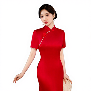 Vestido <span class=keywords><strong>de</strong></span> Noche <span class=keywords><strong>de</strong></span> <span class=keywords><strong>Novia</strong></span> Estilo Cheongsam con Cristales Antiestáticos, Ropa Tradicional China, Elegante y Moderno <span class=keywords><strong>Qipao</strong></span> para Mujer, Modelo 2043 - Product Image 1