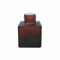 Flacon diffuseur carré en verre ambré givré de 50 ml, gravé à l'acide, avec col à vis large, pour emballage de parfum d'intérieur, marque BOXUN