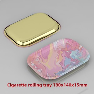 Plateau roulant Offre Spéciale fumer plateau de fumer du <span class=keywords><strong>tabac</strong></span> en métal imprimé personnalisé accessoires de fumer plateau roulant en métal en étain - Product Image 2