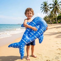 Bouée gonflable en PVC HQ 120*75cm en forme de baleine bleue pour enfant, pour la piscine et le surf
