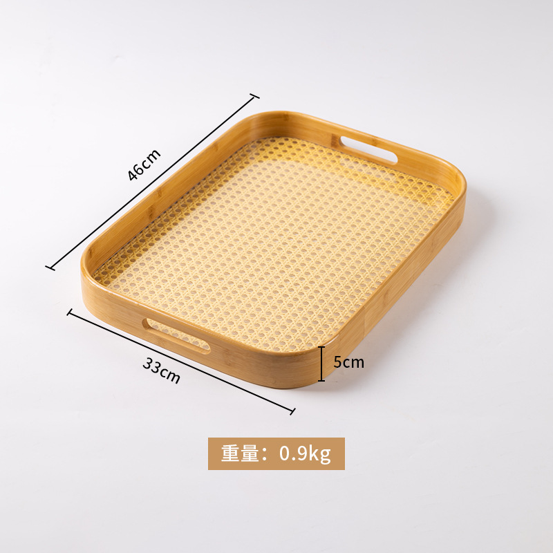 Rounded corner hand-held rattan woven bottom 46*33*5