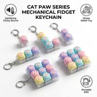 Wholesale Rubber Silicone 1-9 Keys Kawaii Cat Paw Mechanical Switch Keyboard Clicker Fidget Clicker Toy Keychain Portable ASMR
