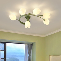 Lustre crème de style français pour salon, entrée, chambre à coucher, éclairage suspendu LED AC, motif fleur d'orchidée, ambiance chaleureuse et romantique