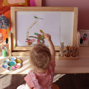 Caballete de mesa de juguete de dibujo Montessori educativo 4 en 1 con tablero de garabatos <span class=keywords><strong>transparente</strong></span>, tablero de juguete de pizarra - Product Image 4