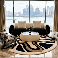 Newly Designed Irregularly Shaped Carpet Minimalist Black White High-end Luxury PET Friendly Eco-Friendly Non-Slip Medium Rug