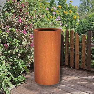 Jardinière ronde <span class=keywords><strong>en</strong></span> acier corten avec trous de drainage pour l'extérieur, grands pots de fleurs pour terrasse et cour - Product Image 1