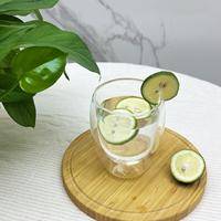 Mug en verre borosilicate à double paroi de 200 ml, transparent, écologique, moderne, avec logo personnalisé, pour les fêtes, pour boire de l'eau ou du café