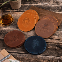 Sous-verres en cuir gravés sur mesure pour une protection élégante de la table, tapis de boisson personnalisés, accessoires de bar avec logo d'entreprise, cadeau de mariage