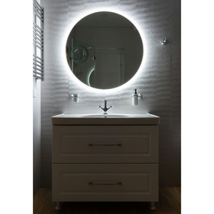 Prima in legno <span class=keywords><strong>bagno</strong></span> marrone vanità con lavandino <span class=keywords><strong>e</strong></span> specchio ovale LED luce cassetto organizzatore mobile <span class=keywords><strong>bagno</strong></span> Set - Product Image 1