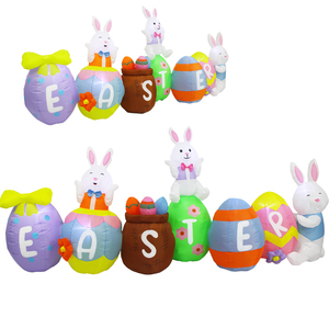 Décorations gonflables d'oeufs de Pâques et de lapins en plein air de jardin familial de 10 pieds avec décorations de fête à lumières LED intégrées - Product Image 5