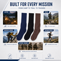 Chaussettes hautes vert olive épaisses, semelle en tissu éponge, respirantes et côtelées, pour bottes de randonnée et trekking