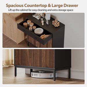 SENYU <b>Wood</b> Modern Buffet <b>Cabinet</b> with Fluted Design Adjustable Shelves Storage <b>for</b> Kitchen and <b>Living</b> <b>Room</b> - Product Image 4