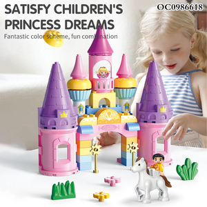การก่อสร้างขนาดใหญ่บล็อกตัวต่อปราสาทเจ้าหญิงมหัศจรรย์ของเล่นเกมสำหรับเด็กเพื่อการศึกษาพร้อมม้าและตุ๊กตา - Product Image 3