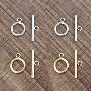 Cierre Redondo de Acero Inoxidable OT en Oro y Plata para Fabricación de Collares, Accesorios de Joyería H1148 - Product Image 4