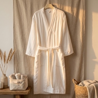 Peignoir, vêtements d'intérieur, pyjama et chemise de nuit unisexe en pur coton éponge respirant, motif nid d'abeille, pour l'hiver et l'été, modèle long