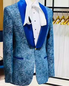 Custom Jacquard Floral <strong>for</strong> Men <strong>Wedding</strong> Slim Fit <strong>Navy</strong> Blue Gentleman <strong>Jacket</strong> - Product Image 4