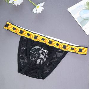 Sous-vêtements <span class=keywords><strong>pour</strong></span> hommes en dentelle tricotée transparente respirante, sexy et tendance, à l'aspect chaîne latérale ajourée, très vendus à l'international - Product Image 2