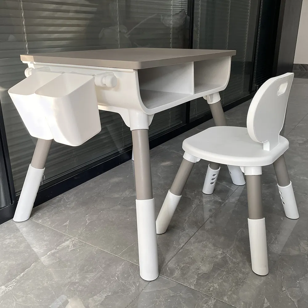 Recién llegado, gris, buena calidad, madera maciza, ajustable, mesa para portátil, muebles para niños