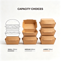 Boîte à hamburger en kraft imprimée sur mesure, boîte à clapet jetable de qualité alimentaire pour la restauration rapide à emporter, vente en gros