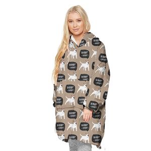 Usine personnalisée <span class=keywords><strong>Bull</strong></span> Terrier chien coloré imprimé surdimensionné portable géant à capuche couverture sweat adulte à capuche TV couverture - Product Image 1