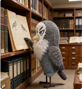 Peluche de Pájaro Profesor Gris Personalizado, Certificado EN71, Suave y Agradable al Tacto, Serie Prof Gray - Product Image 1