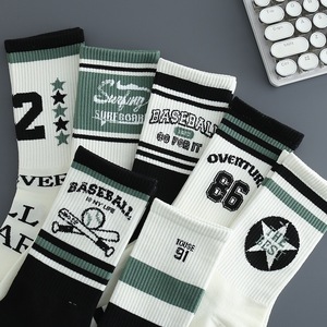 Cotton Breathable Letter Print Adult Casual Sport <b>Socks</b> Summer Knitted Patterned <b>Socks</b> - Product Image 2