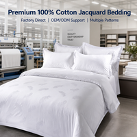 Parure de lit jacquard en plumes blanches pour hôtels, 4 pièces, pour gîtes, appartements, clubs de villégiature, vente en gros directe d'usine, fournisseur personnalisé