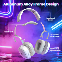 Casque sans fil optique RGB Attack Shark G800 BT 2.4G à trois modes, casque dynamique pour le sport mobile, connecteur USB, casque en métal