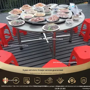 Mesa de comedor plegable de acero inoxidable, muebles modernos <span class=keywords><strong>para</strong></span> el hogar <span class=keywords><strong>para</strong></span> <span class=keywords><strong>10</strong></span> <span class=keywords><strong>personas</strong></span>, tocadiscos <span class=keywords><strong>para</strong></span> banquetes rurales - Product Image 5