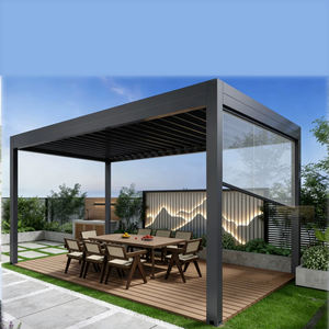 Pérgola de Aluminio Impermeable para Exteriores con Techo Retráctil y Cortinas, Gazebo, Toldo para Jardín, Terraza, Balcón - Product Image 5