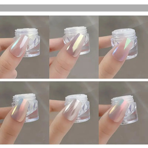 Poudre à ongles Aurora Moonlight 6 couleurs, paillettes transparentes effet glace, or, blanc nacré, pigment de décoration pour manucure, vente en gros - Product Image 2