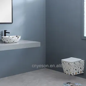 Décalcomanie en céramique papier toilette suspendue salle de bain une pièce toilette murale wc un ensemble sanitaire