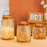 Pot de rangement en verre décoratif multi-styles |   Ensemble de 3 boîtes en verre pour bonbons, biscuits et snacks |   Boîte alimentaire avec couvercle, emballée dans un coffret cadeau