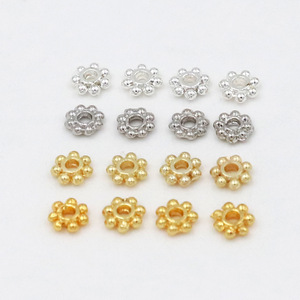 Flower Spacer <b>Beads</b> Alloy Plated Gold <b>Silver</b> White For Bracelet Making 4mm D93 - Product Image 3