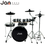 Batterie de percussions noire Jambaby pour enfants avec support métallique réglable