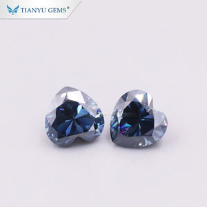 Moissanite bleue Tianyu Gems 1ct, forme cœur, diamants synthétiques, diamants bleus - Product Image 3