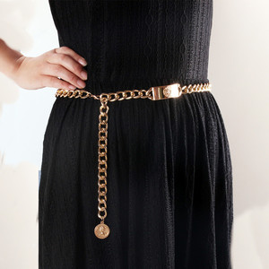 โซ่คาดเอวสีทองพร้อมจี้หัวสิงโต โซ่คาดตัวทำจากโลหะผสมสังกะสีสำหรับสวมใส่ลำลอง - Product Image 3