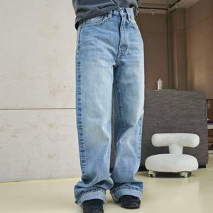 Jeans vintage bleu clair délavé taille haute à jambes larges <span class=keywords><strong>pour</strong></span> femmes - Product Image 3