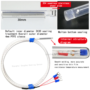 酸・アルカリ耐性 <span class=keywords><strong>RTD</strong></span> <span class=keywords><strong>PT100</strong></span> PTFE 熱電対 耐腐食性温度センサー OEM IP68 電気めっき工場向け - Product Image 2