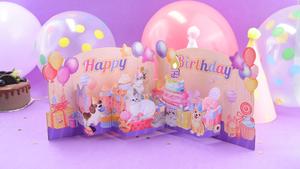 Tarjeta Musical 3D Pop-up de Winpsheng para Cumpleaños, con Gatos, Perros, Globos, Blancanieves, Papel Cortado con Láser, Barnizado Mate, Sorpresa Creativa - Product Image 6