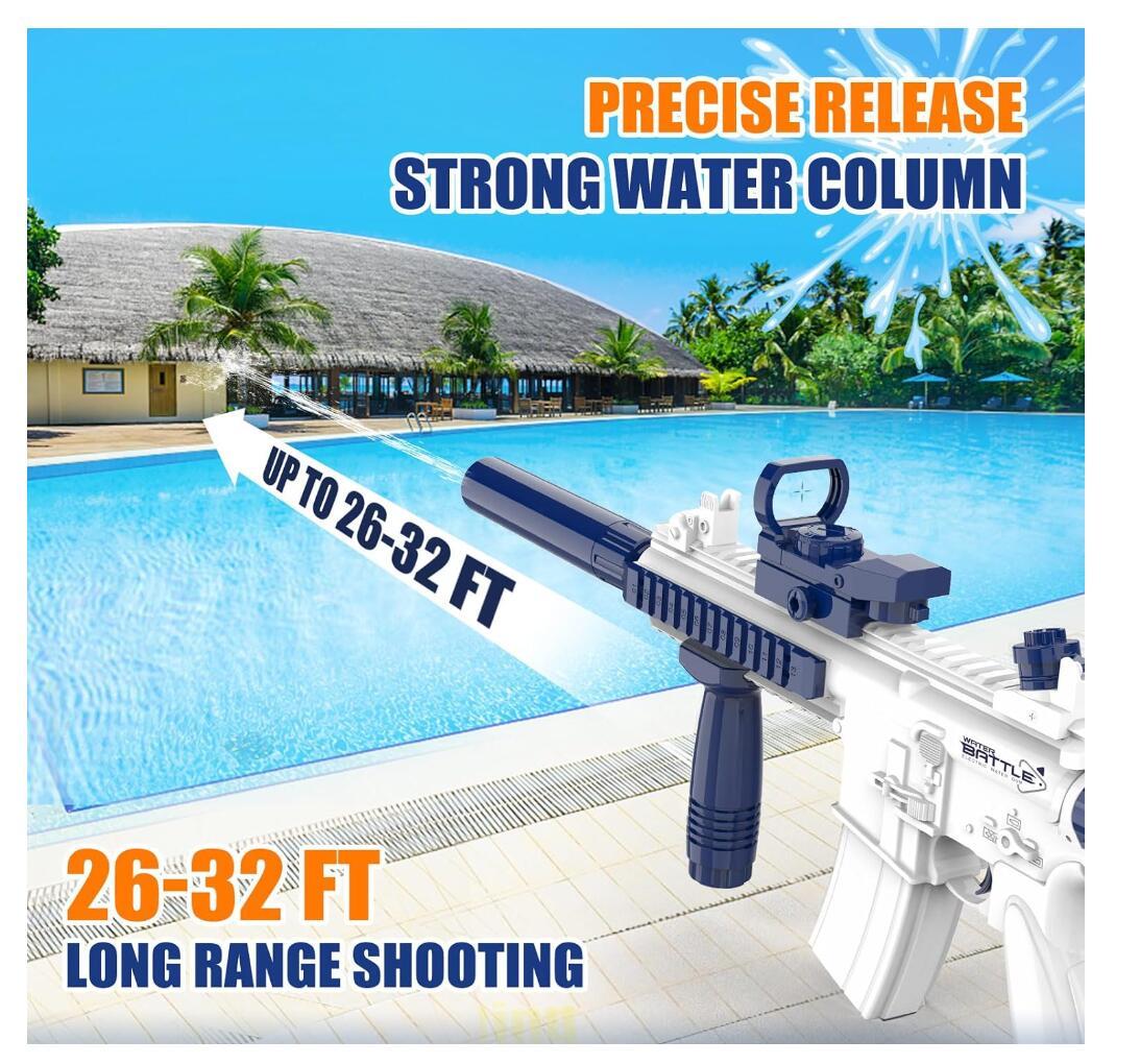 Pistolet À Eau Électrique Pour Adultes Et Enfants, Pistolet À Eau Puissant Portée 32 Pieds Pistolet À Eau Électrique Pour Adultes Et Enfants, Pistolet À Eau Puissant Portée 32 Pieds
