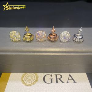 אנייט 12 מ "מ בורג בחזרה יהלומים חתיכים vs vs missanite פרוס החוצה דרך מעבר ליהלום טסטר תכשיטי היפ הופ 925 עגילי הברגה כסף - Product Image 4