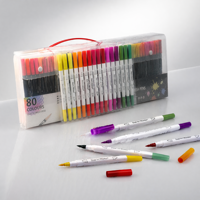Ensemble de stylos marqueurs à l'encre permanente pour aquarelle, pointe fine, en plastique, pour dessin artistique, avec pointe feutre pour colorer sur papier